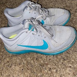 Grey and teal Nike shoes